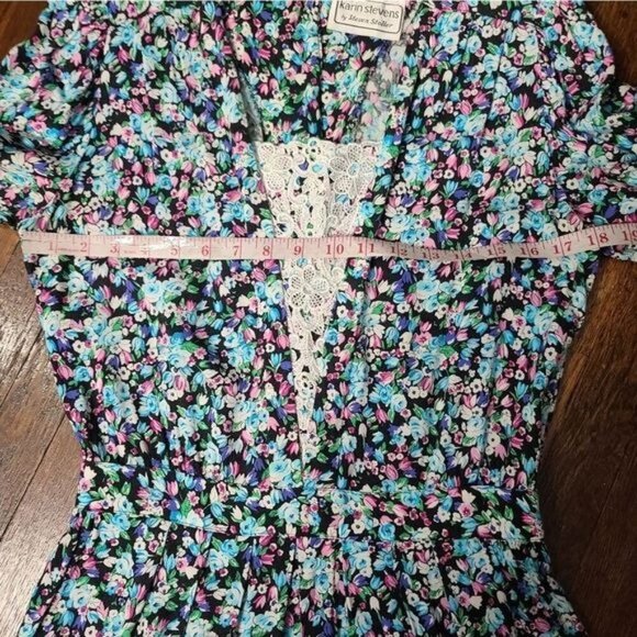 Vintage Dainty Blue Pink Cottagecore Floral Dress - Picture 10 of 16